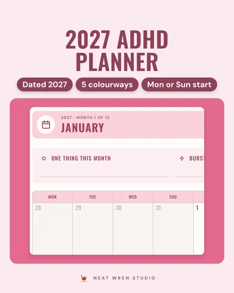 2027 ADHD Planner Printable