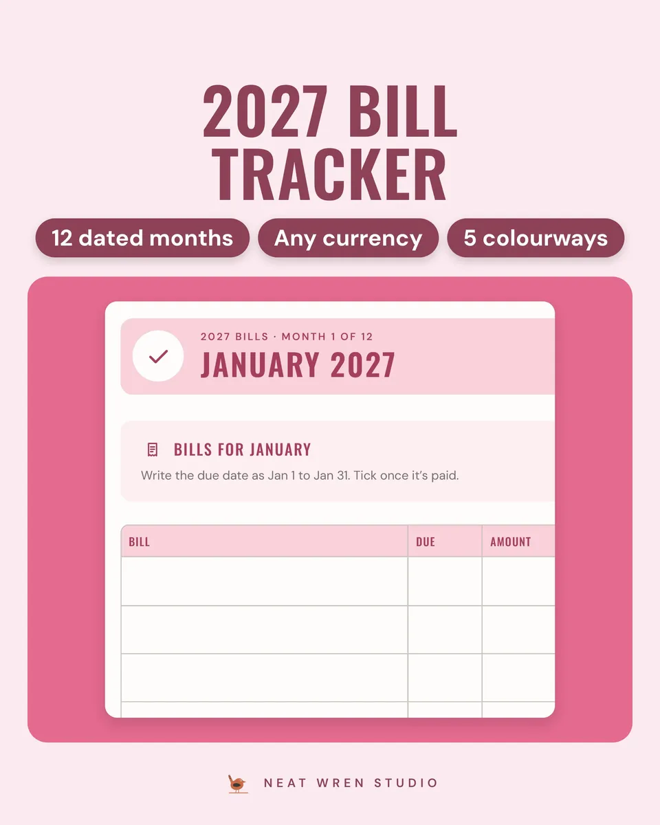 2027 Bill Tracker Printable