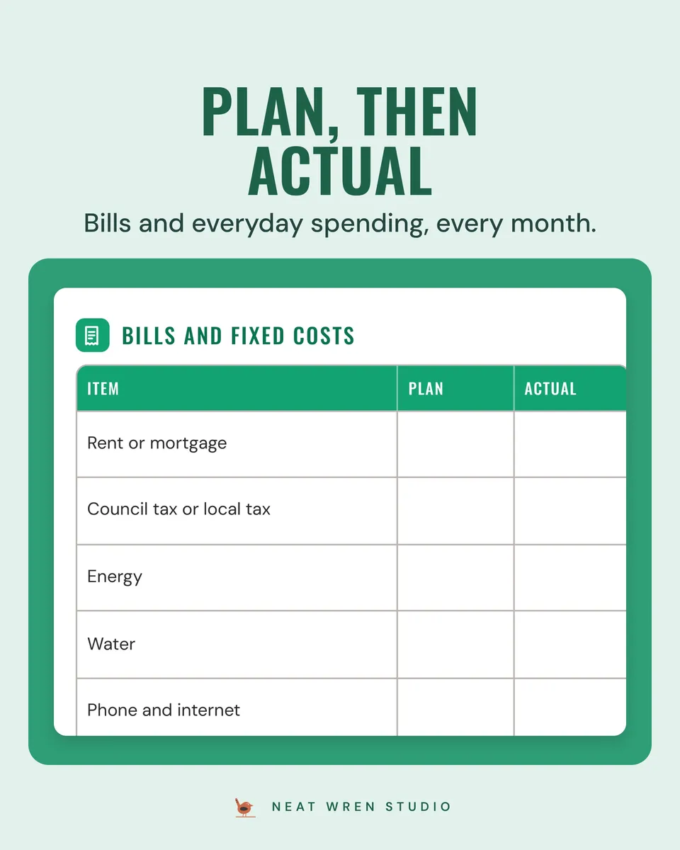 2027 Budget Planner Printable: plan then actual