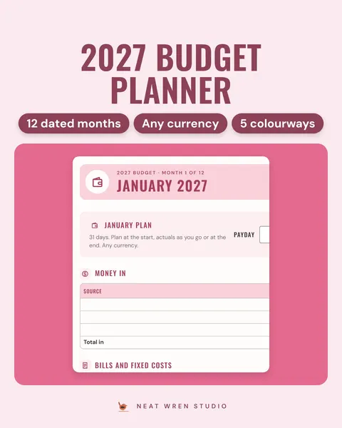 2027 Budget Planner Printable