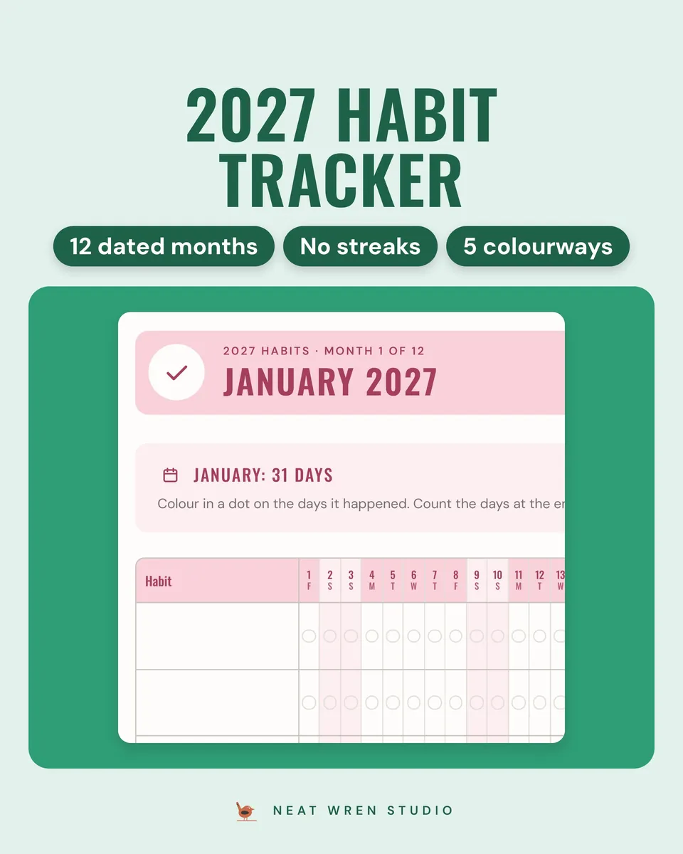 2027 Habit Tracker Printable