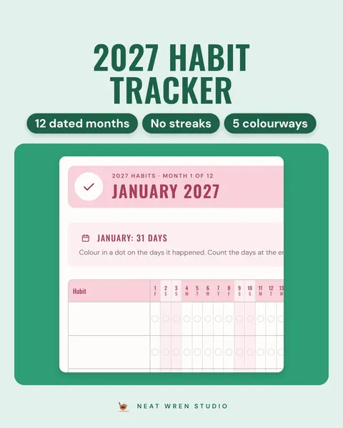 2027 Habit Tracker Printable