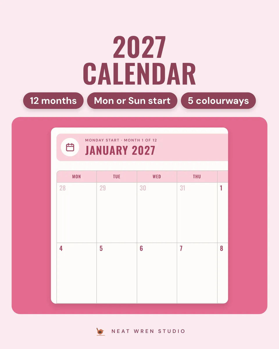 2027 Printable Calendar