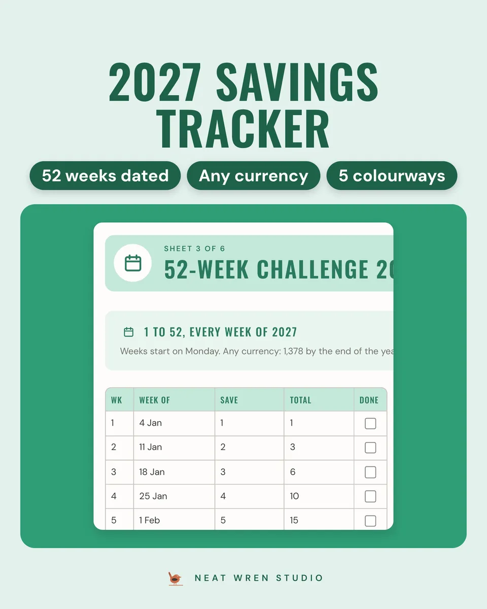 2027 Savings Tracker Printable
