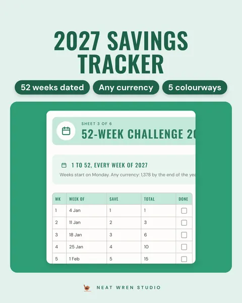 2027 Savings Tracker Printable