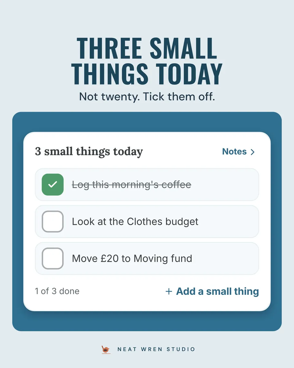 Calm Money: ADHD Budget App: three small things