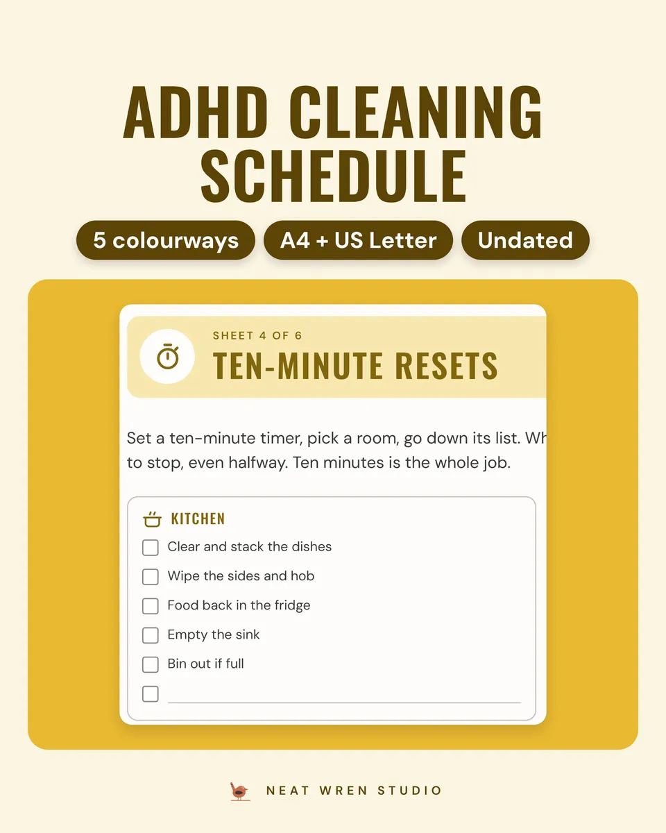 ADHD Cleaning Schedule Printable