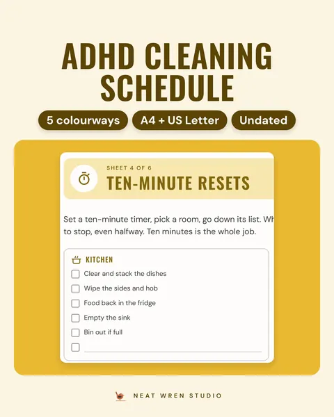 ADHD Cleaning Schedule Printable