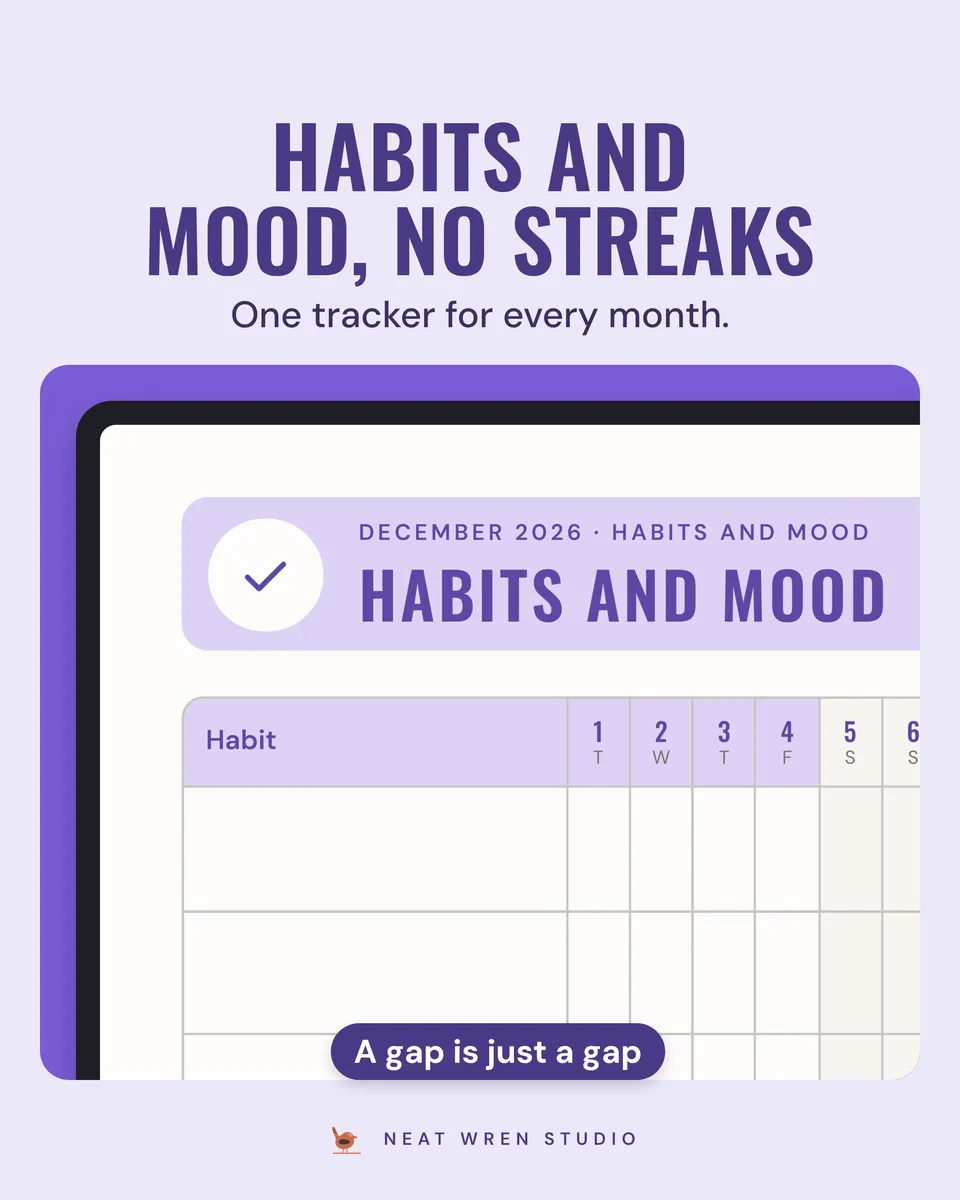 ADHD Digital Planner 2026-2027: habits mood