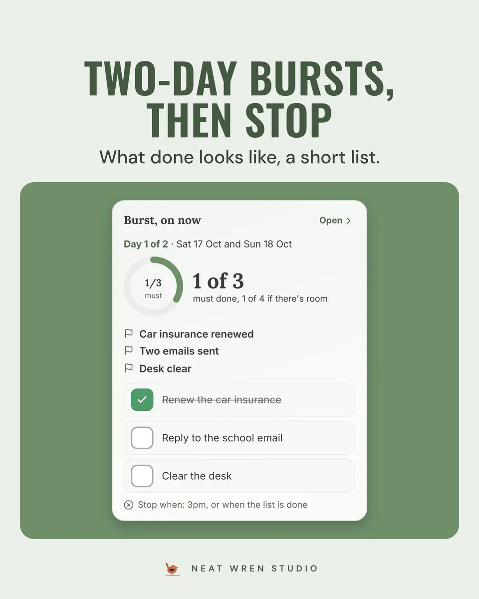 Calm Week: ADHD Planner App: burst