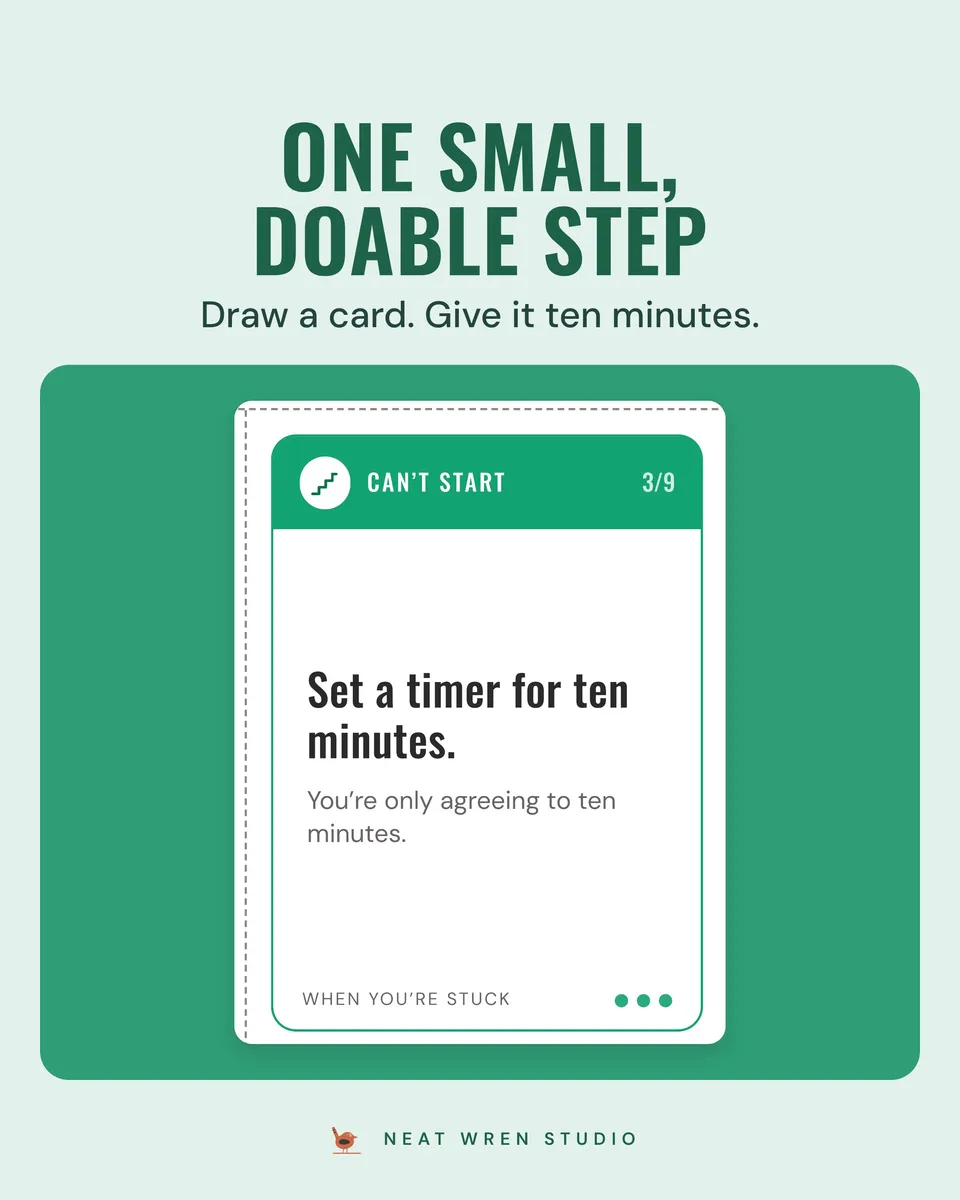 ADHD When You're Stuck Cards: one small step