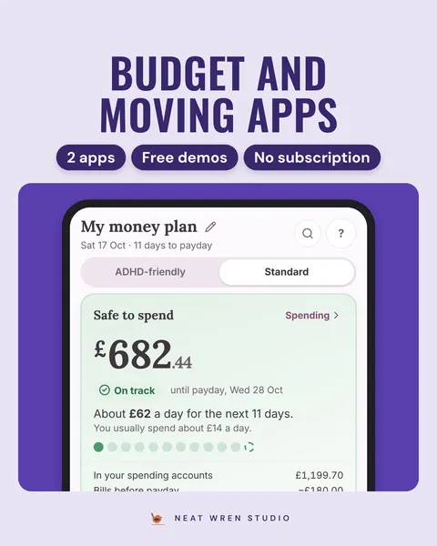 Budget and Moving Costs App Bundle