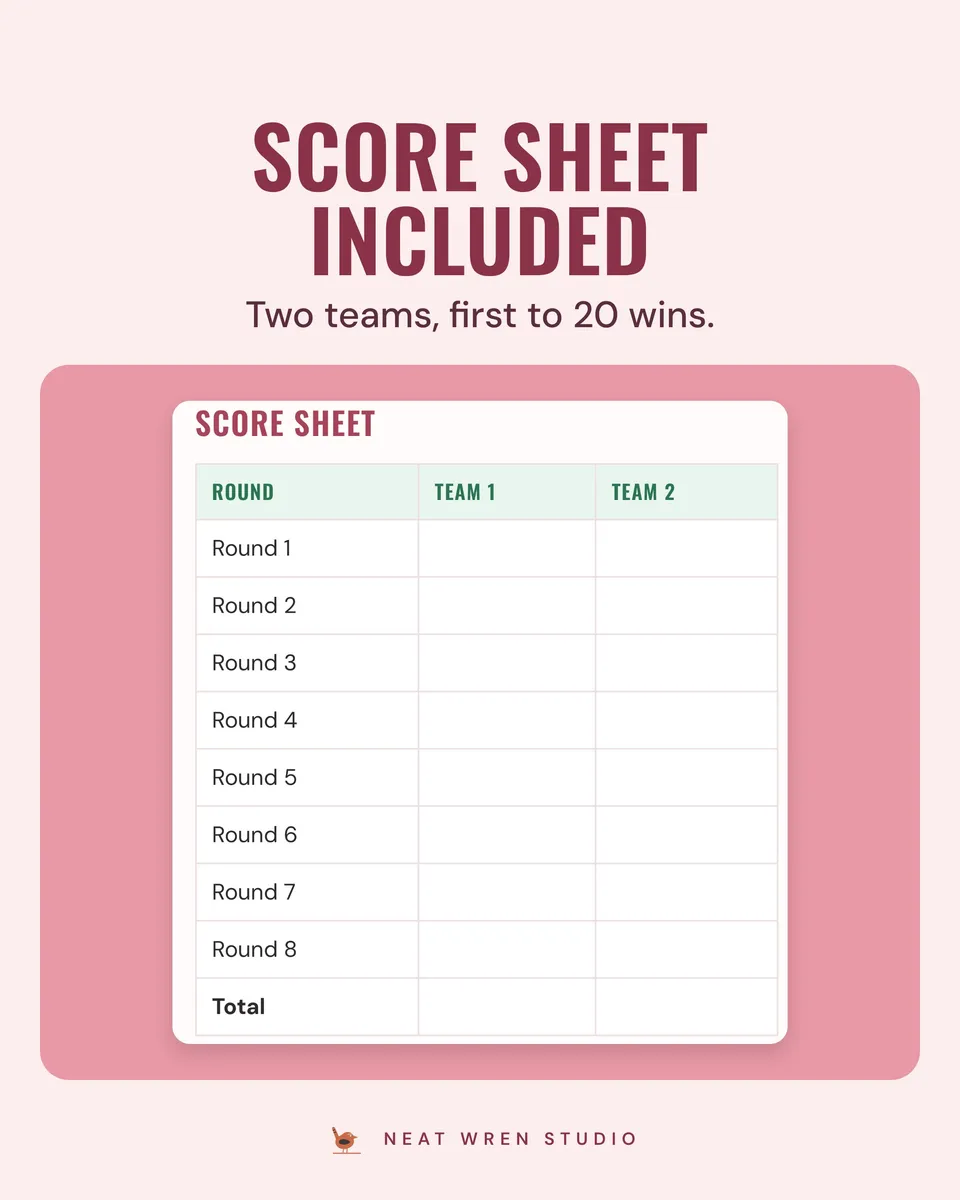 Christmas Draw-It Cards: score sheet