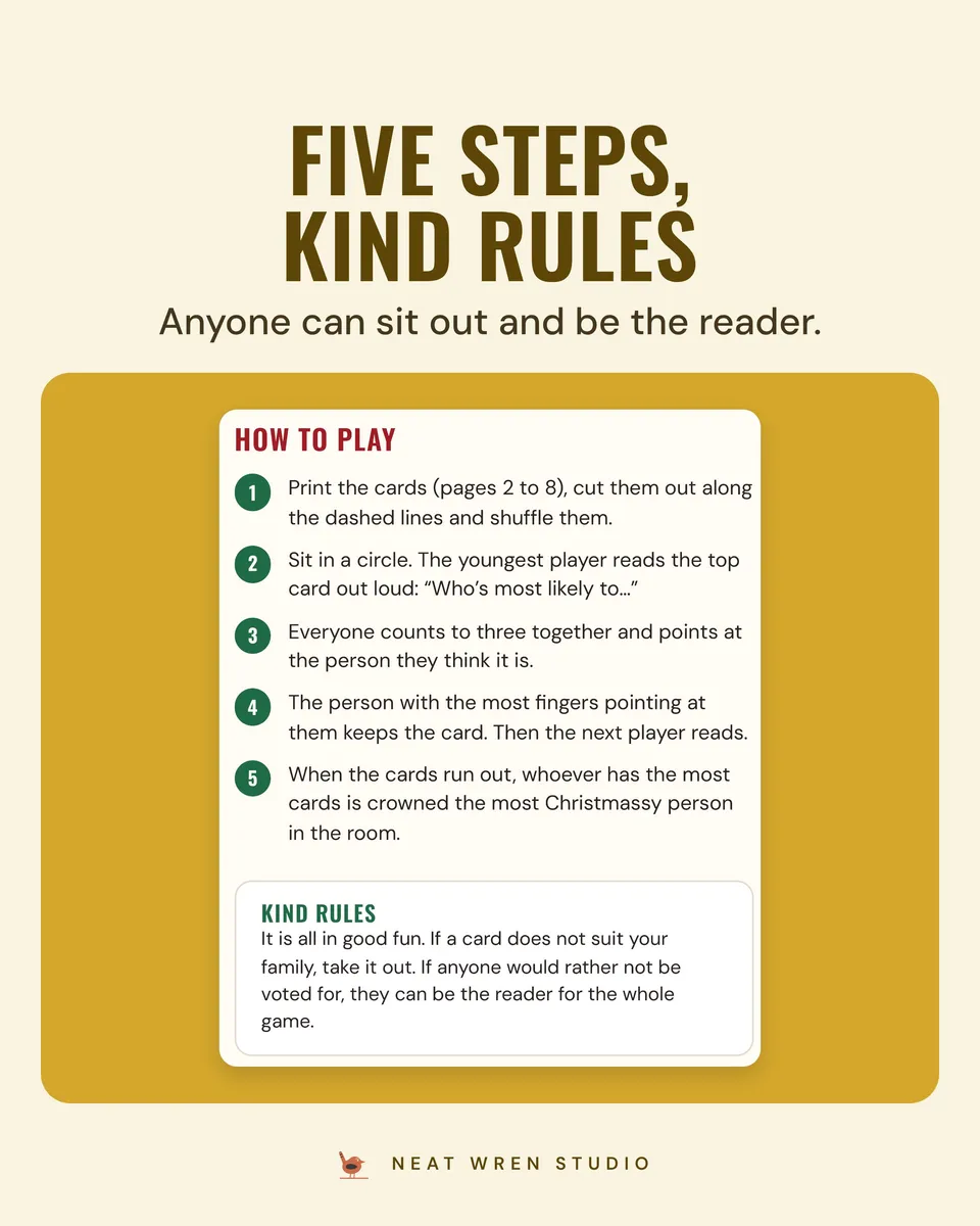 Christmas Who's Most Likely To: kind rules