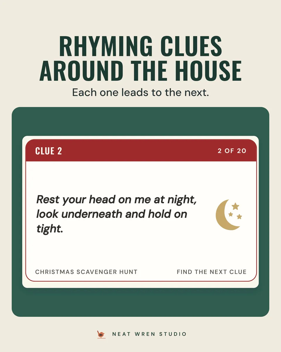 Christmas Scavenger Hunt: rhyming clues