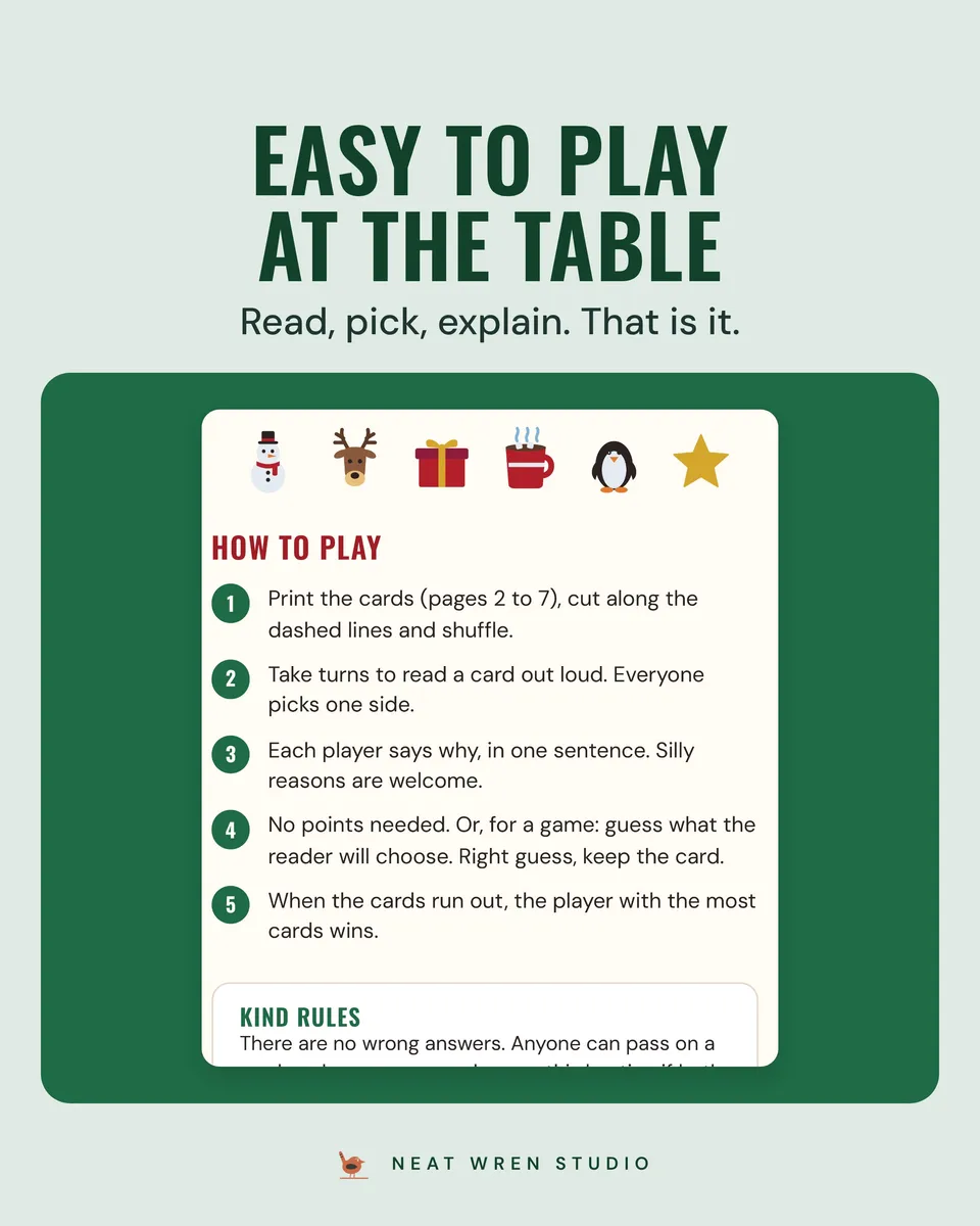 Christmas Would You Rather: how to play