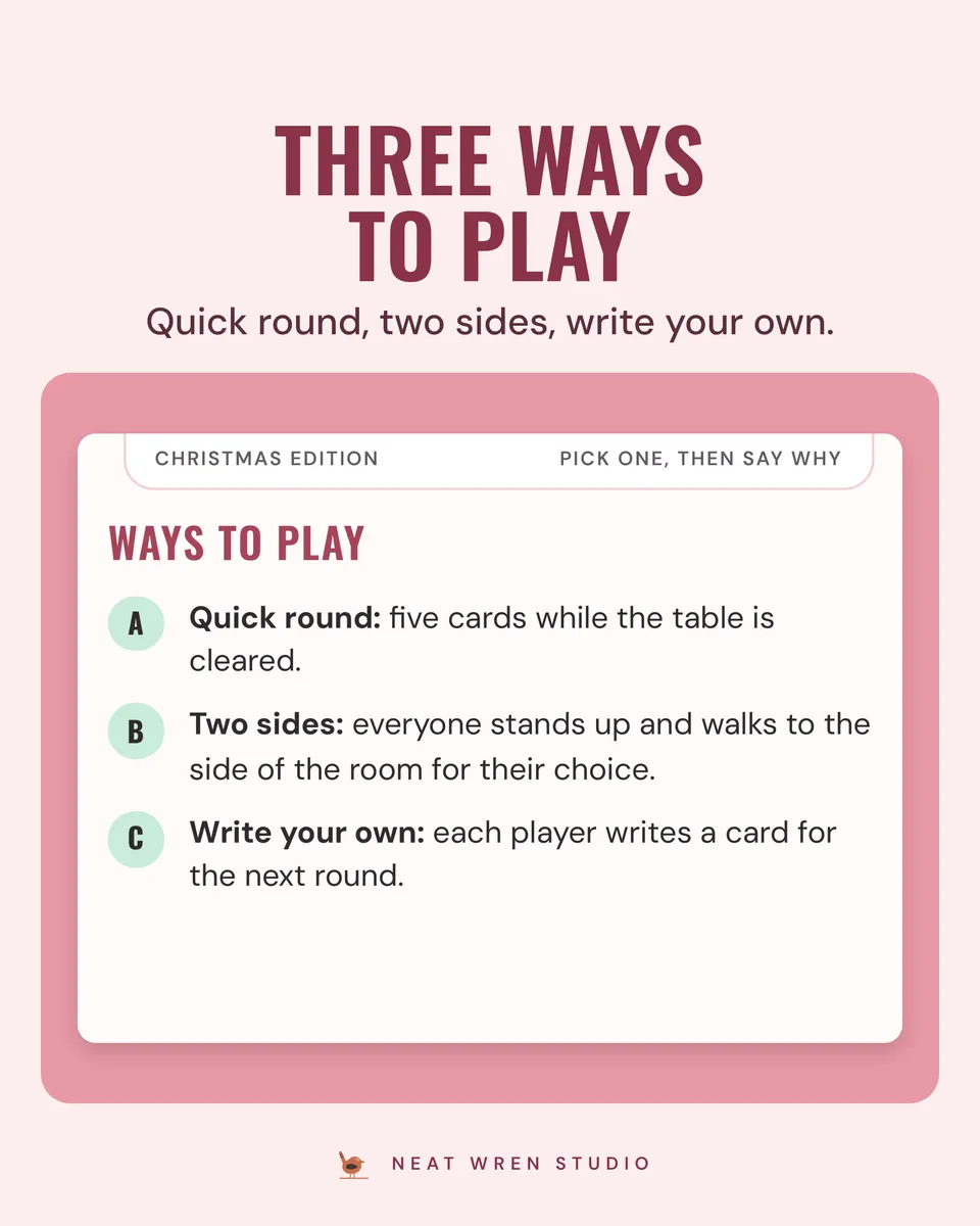 Christmas Would You Rather: ways to play