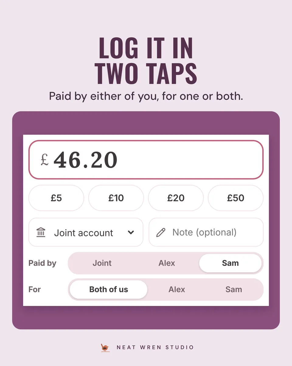 Calm Money Couples: Budget App: log it