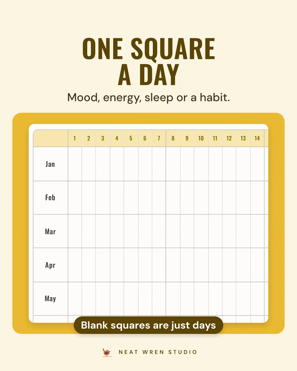Habit Tracker Printable: year in squares