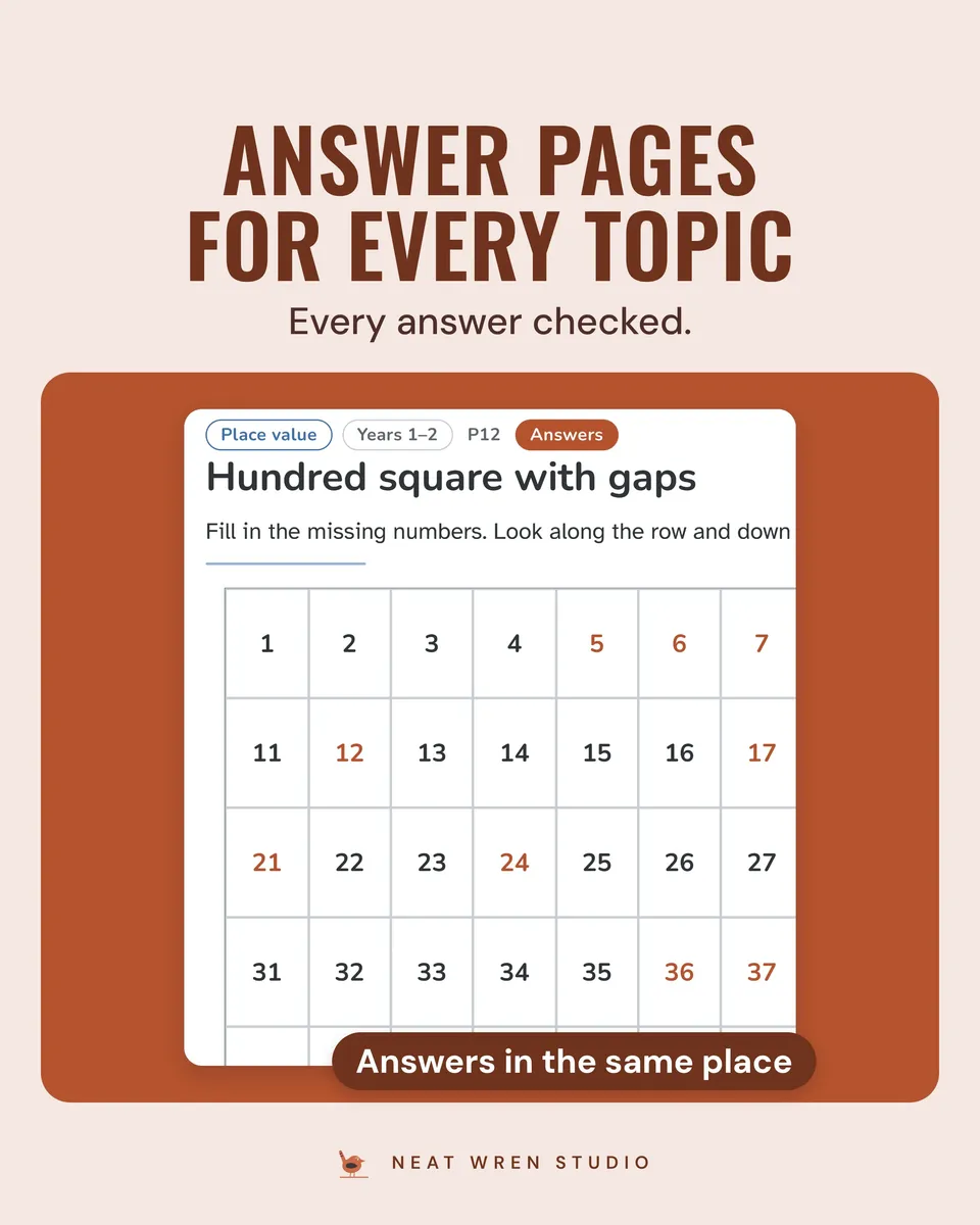 KS1 Maths and English Worksheets: answer keys