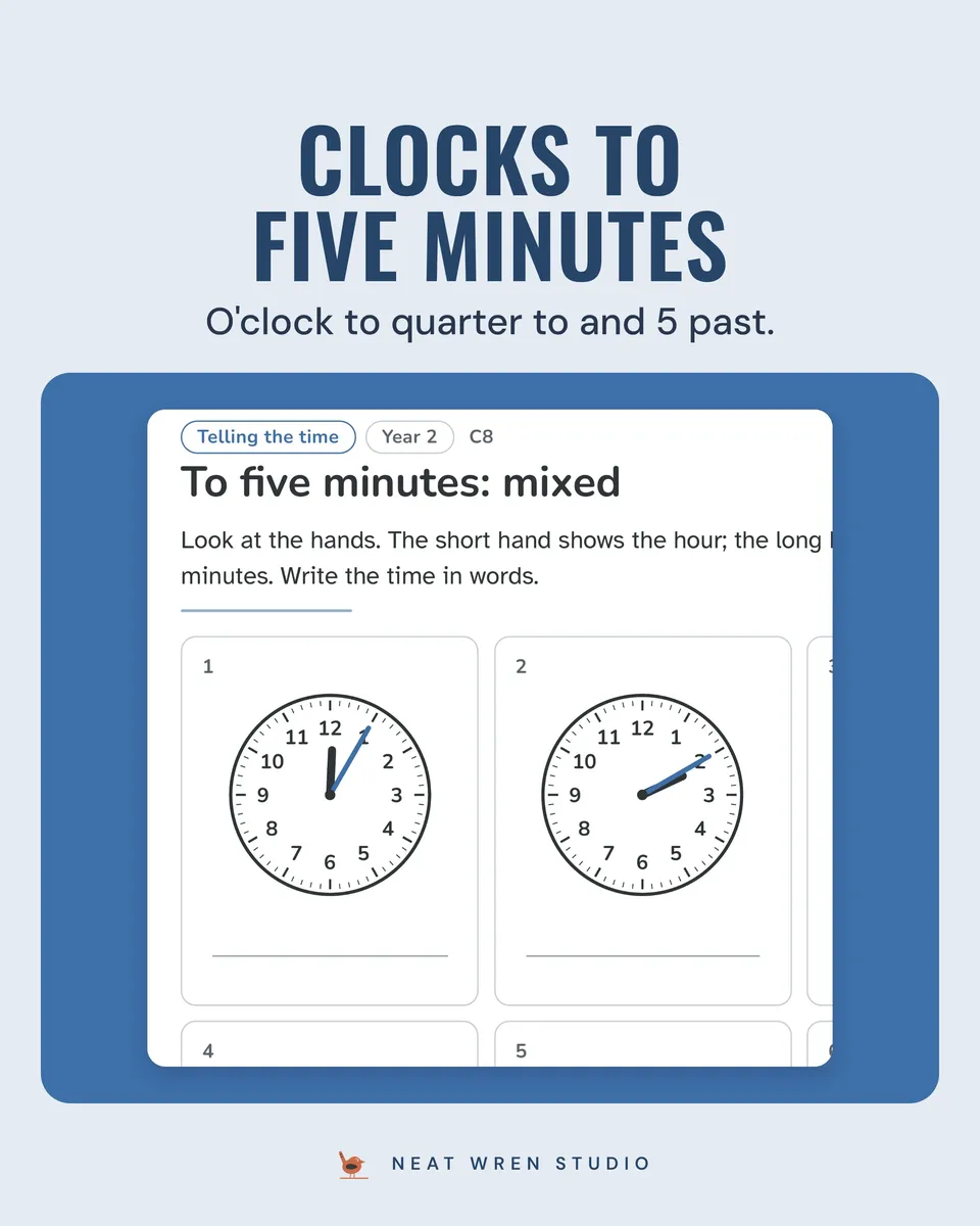 KS1 Maths and English Worksheets: clocks