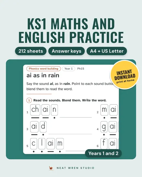 KS1 Maths and English Worksheets