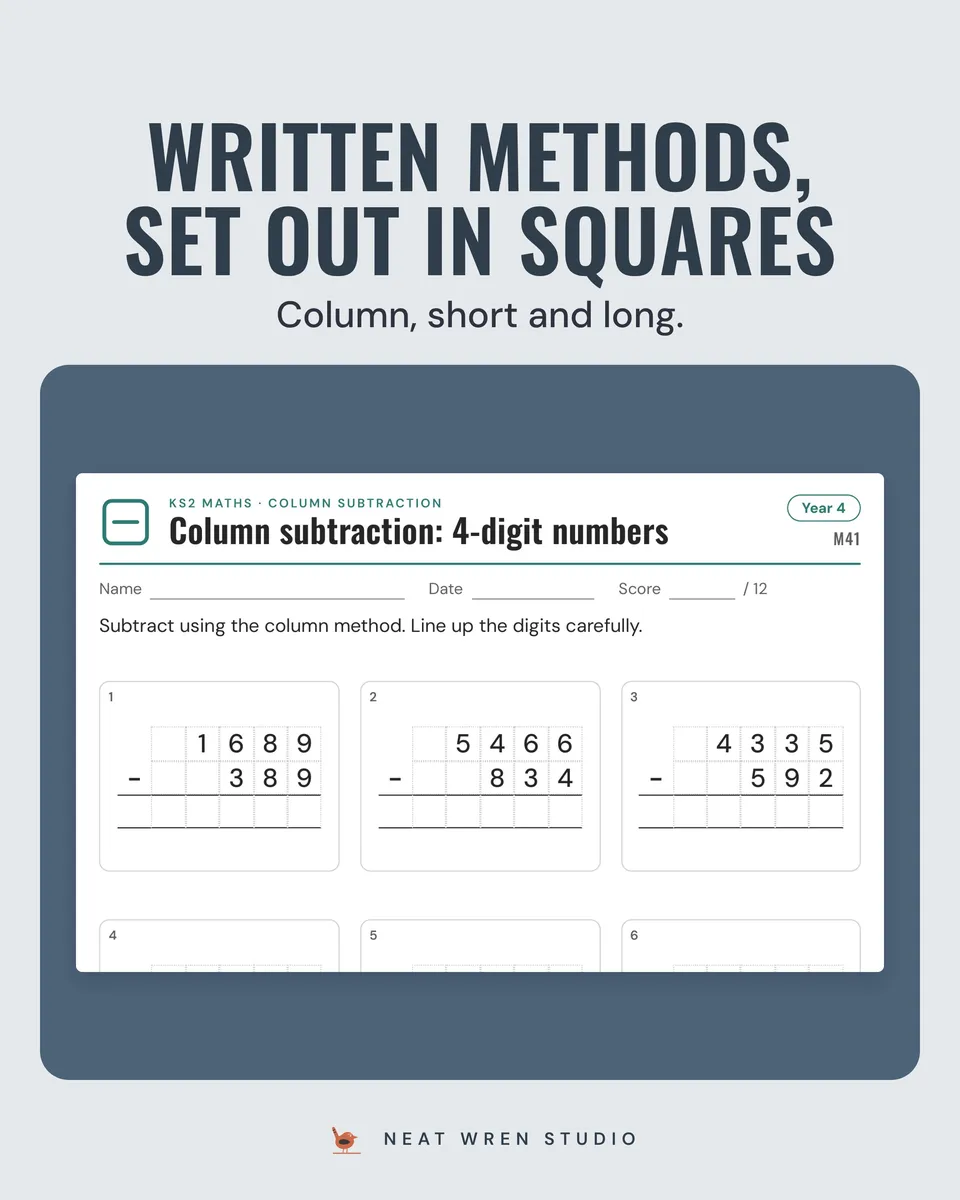 KS2 Maths and English Worksheets: written methods