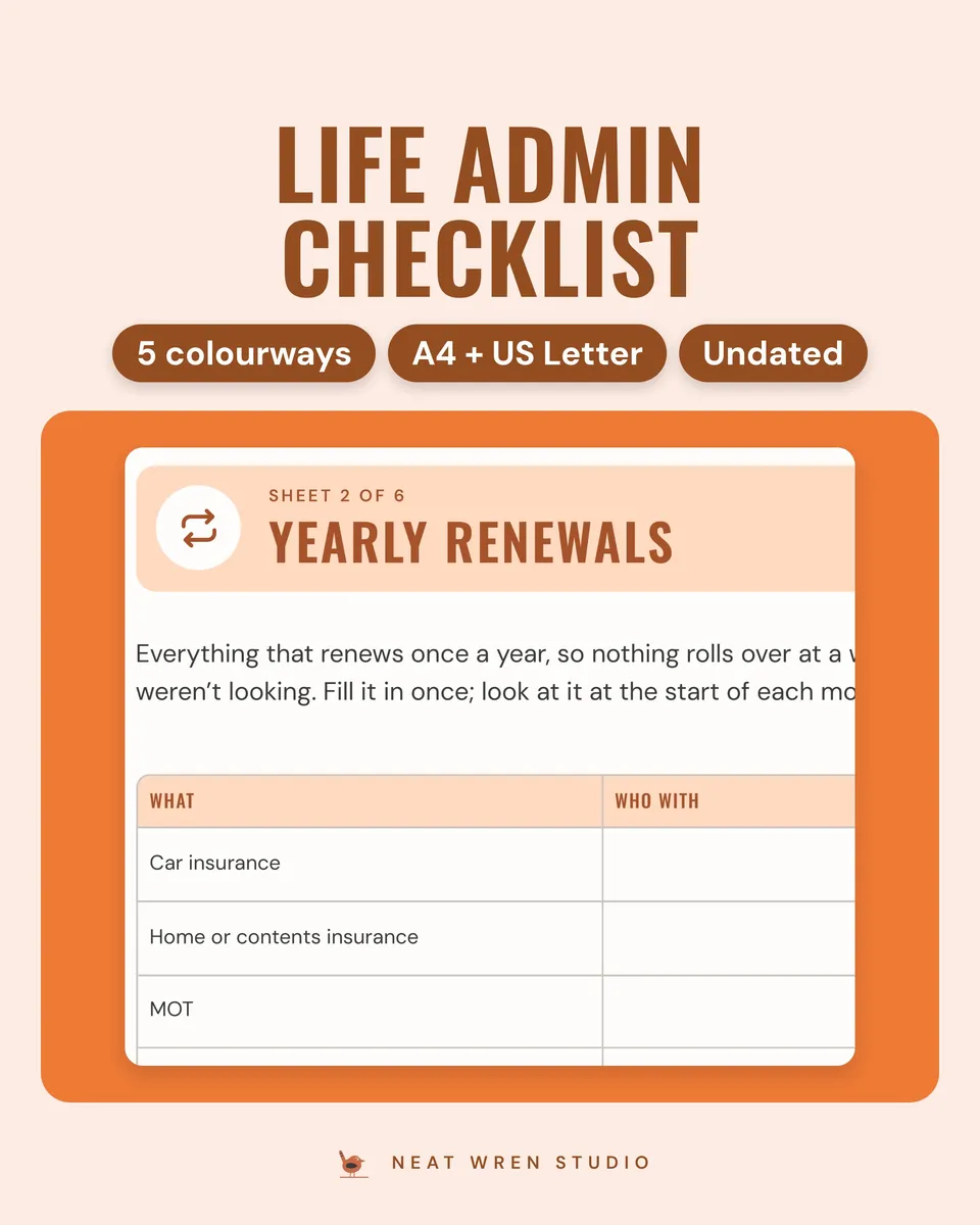 Life Admin Planner Printable