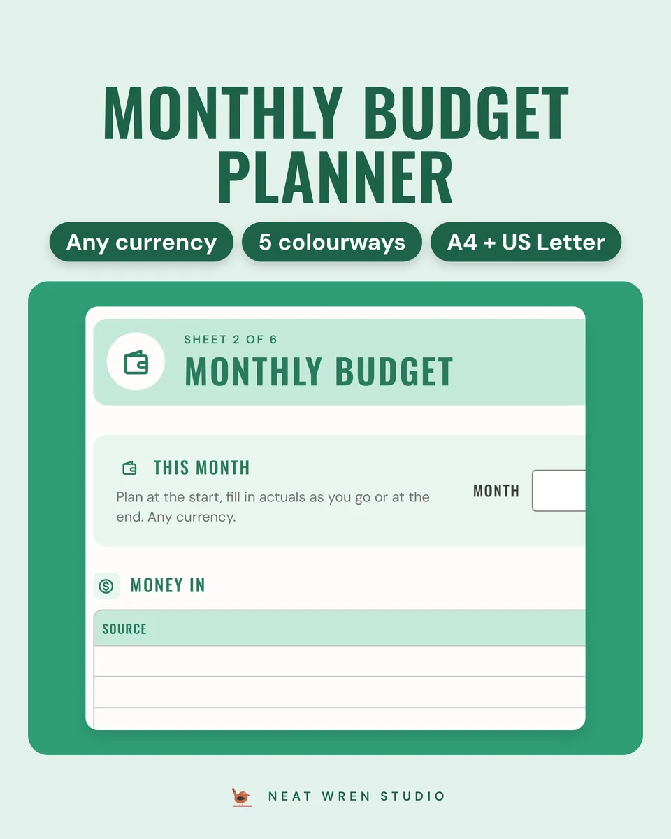Monthly Budget Planner Printable