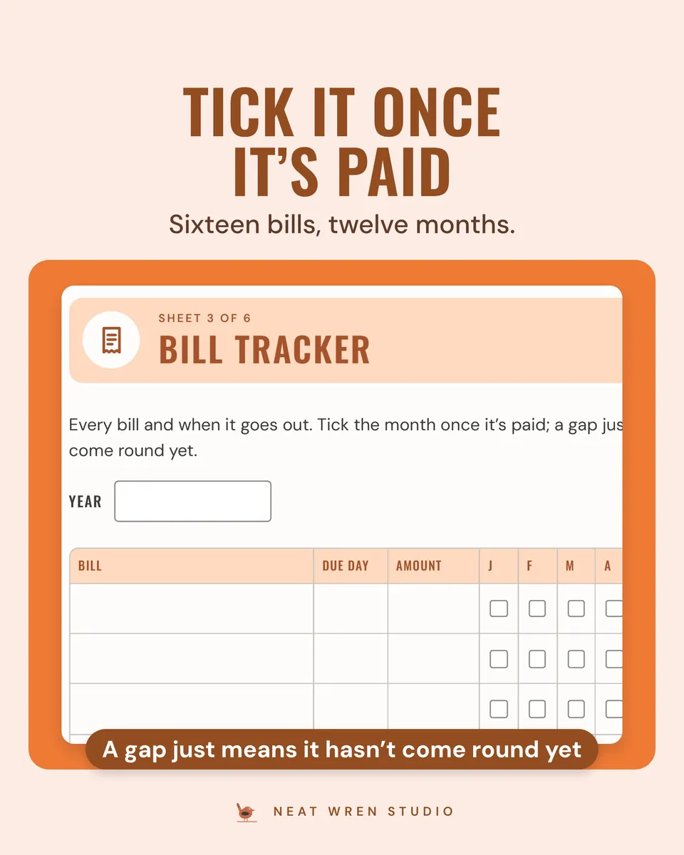 Monthly Budget Planner Printable: bill tracker