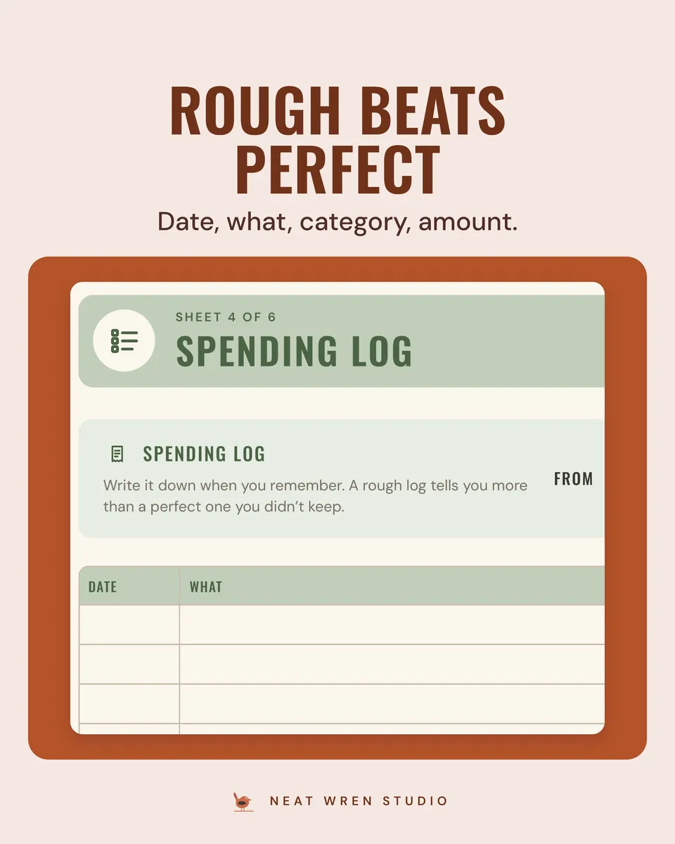 Monthly Budget Planner Printable: spending log