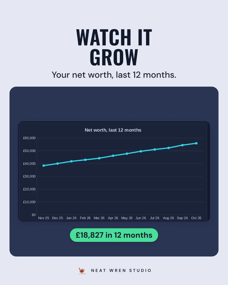 Net Worth Tracker Spreadsheet: twelve months