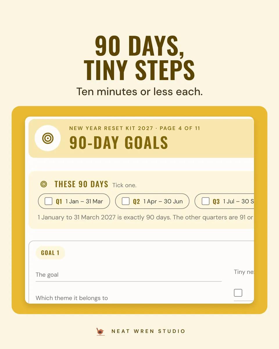 New Year Reset Planner 2027: 90 days