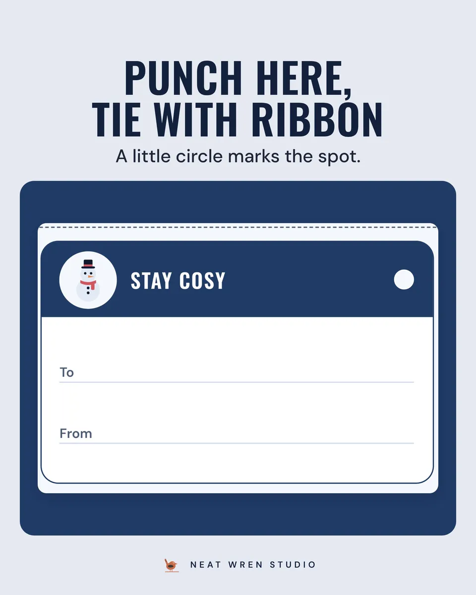 Printable Christmas Gift Tags: punch a hole
