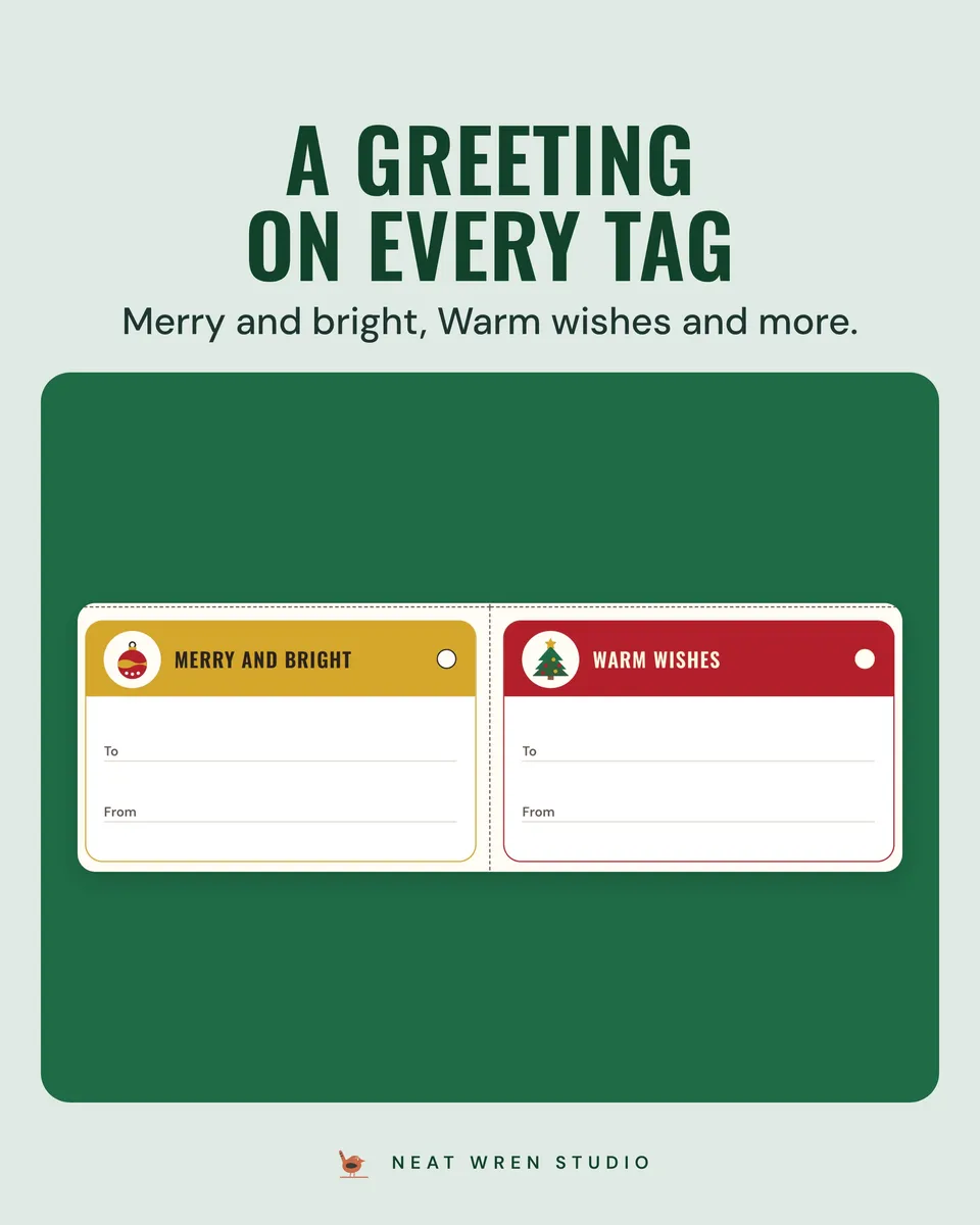 Printable Christmas Gift Tags: greetings