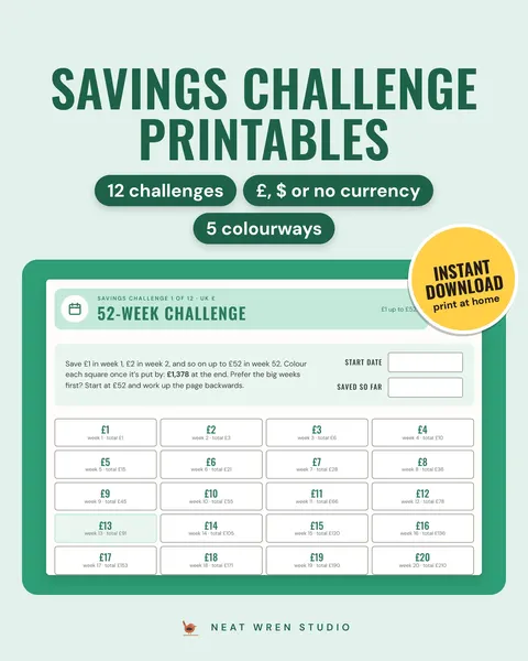 Savings Challenge Printables