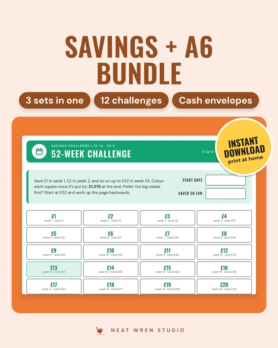 Savings and A6 Budget Binder Bundle