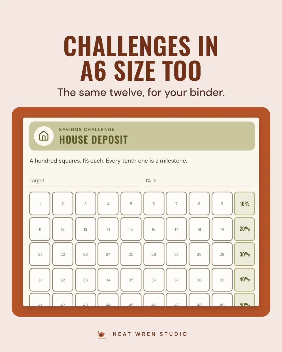 Savings and A6 Budget Binder Bundle: a6 challenges