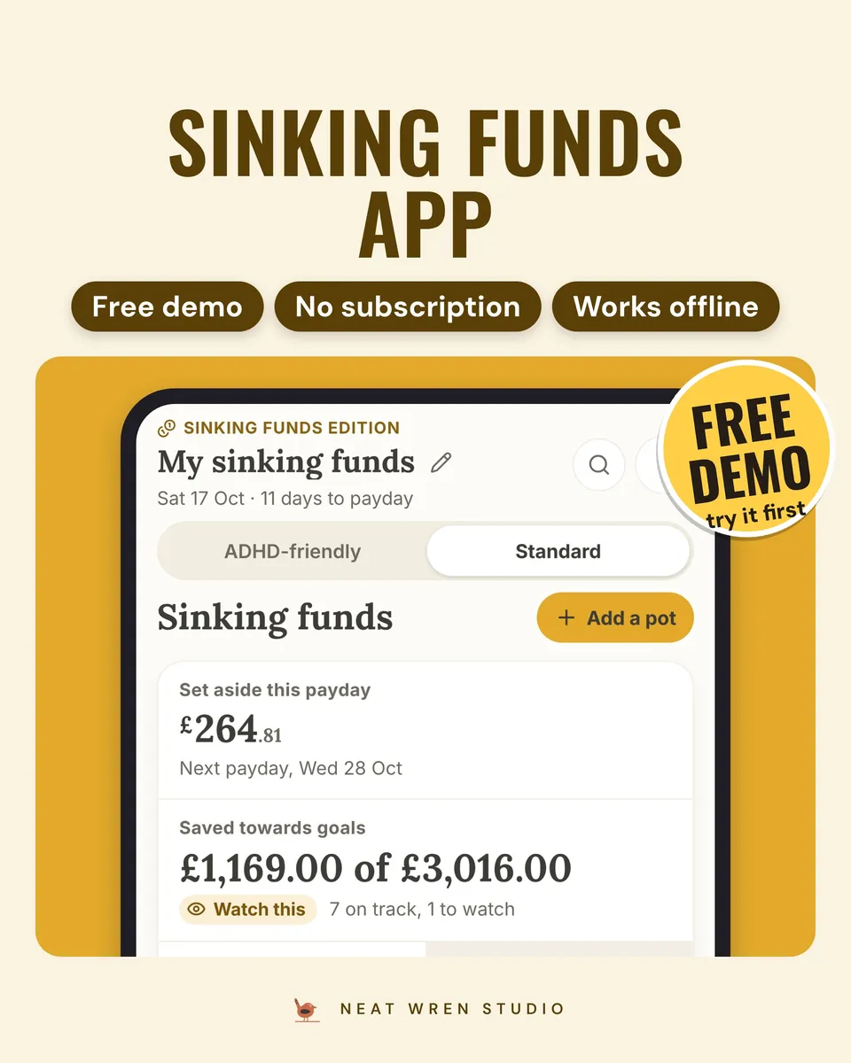 Calm Money: Sinking Funds App