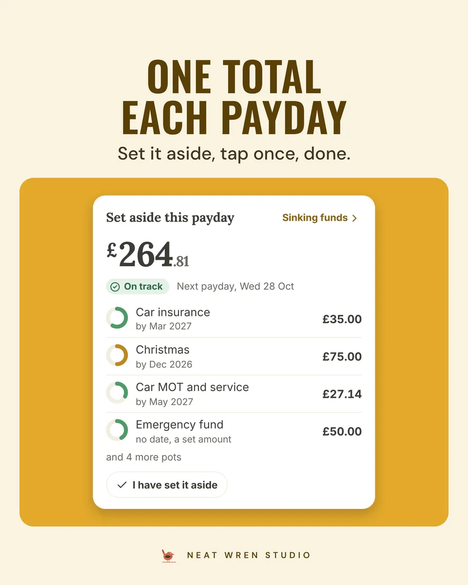 Calm Money: Sinking Funds App: set aside