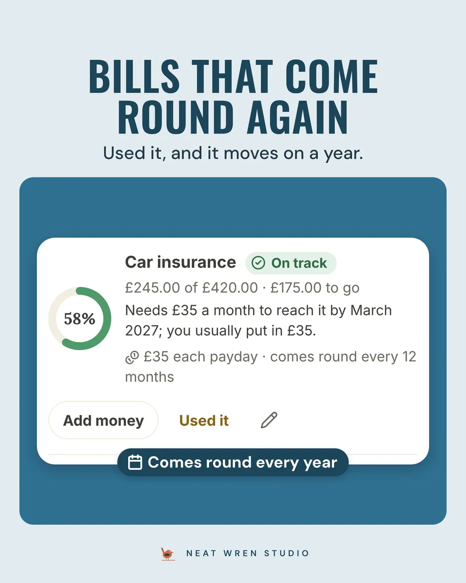 Calm Money: Sinking Funds App: comes round