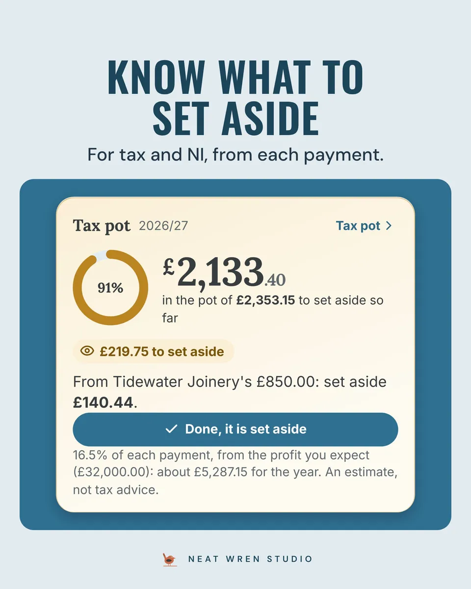 Sole Trader Money App: tax pot