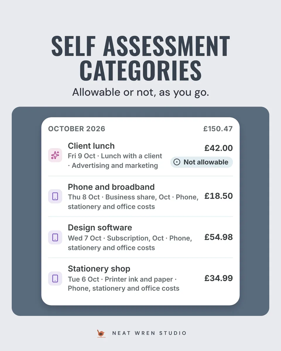 Sole Trader Money App: expenses