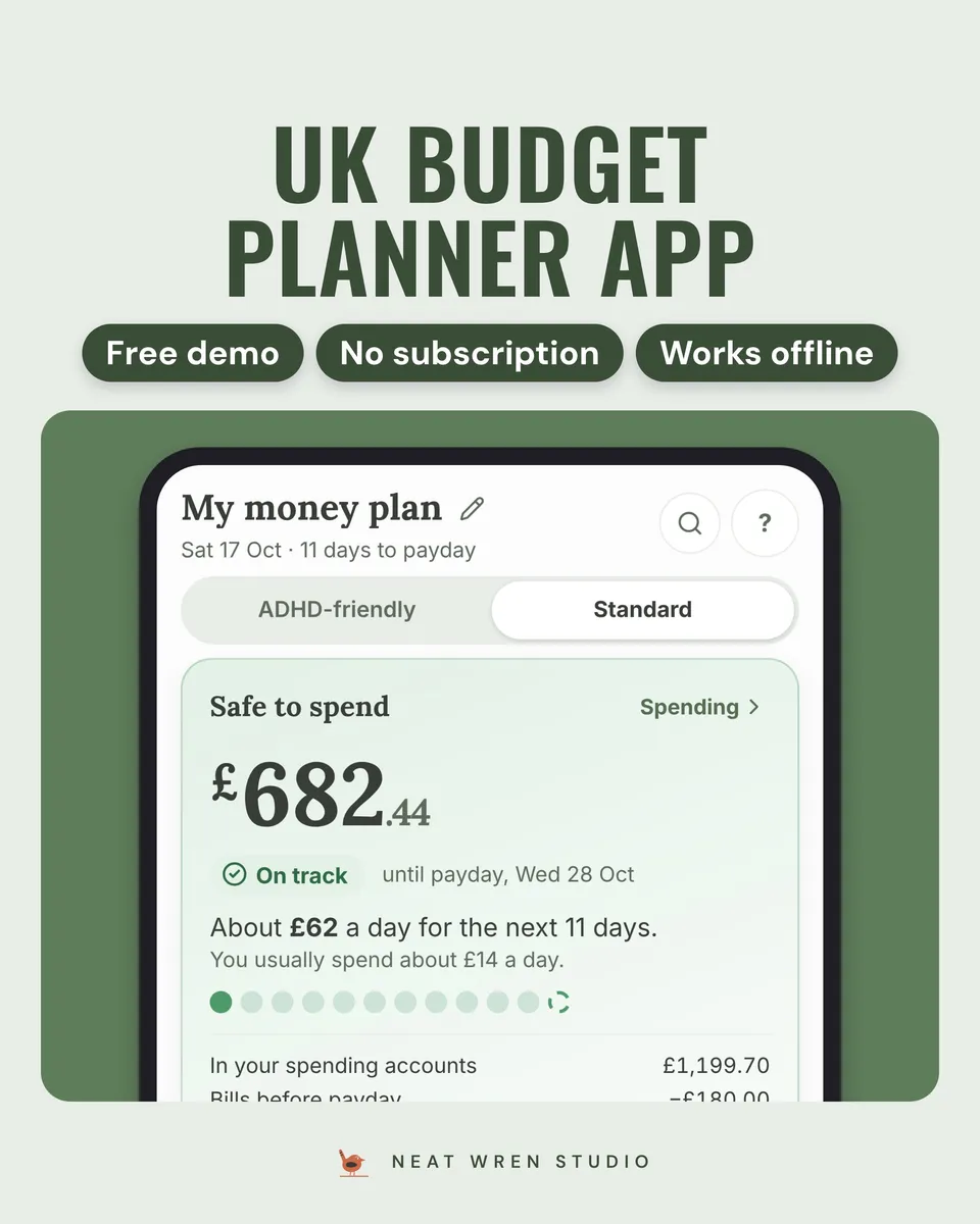 Calm Money: UK Budget App