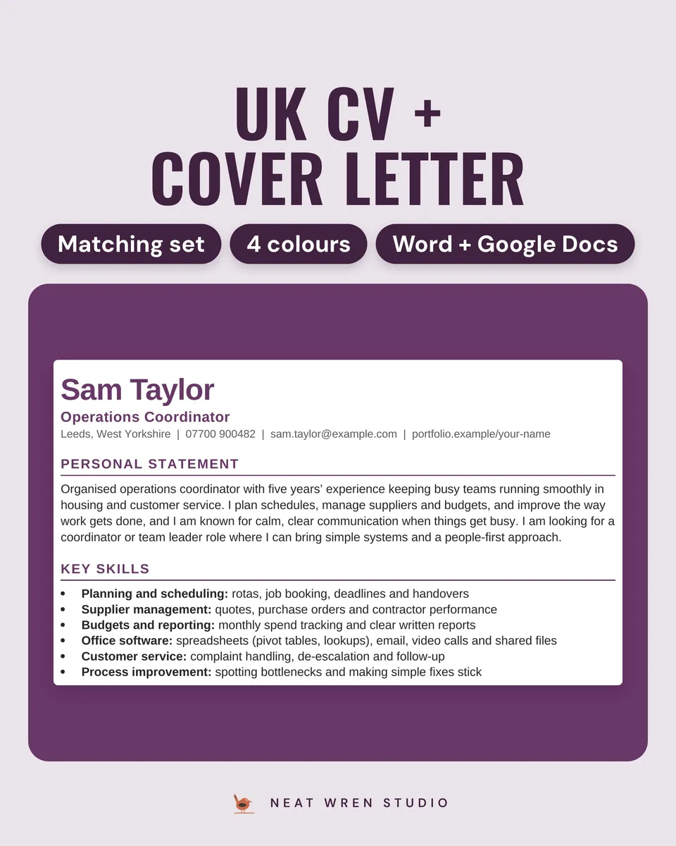 UK CV and Cover Letter Bundle