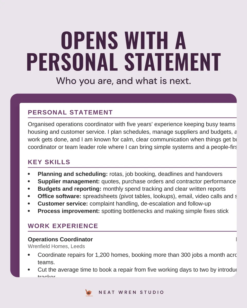 UK CV Template: personal statement