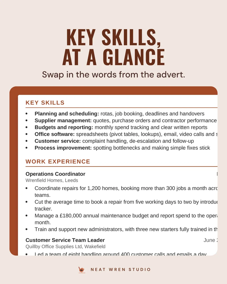 UK CV Template: key skills