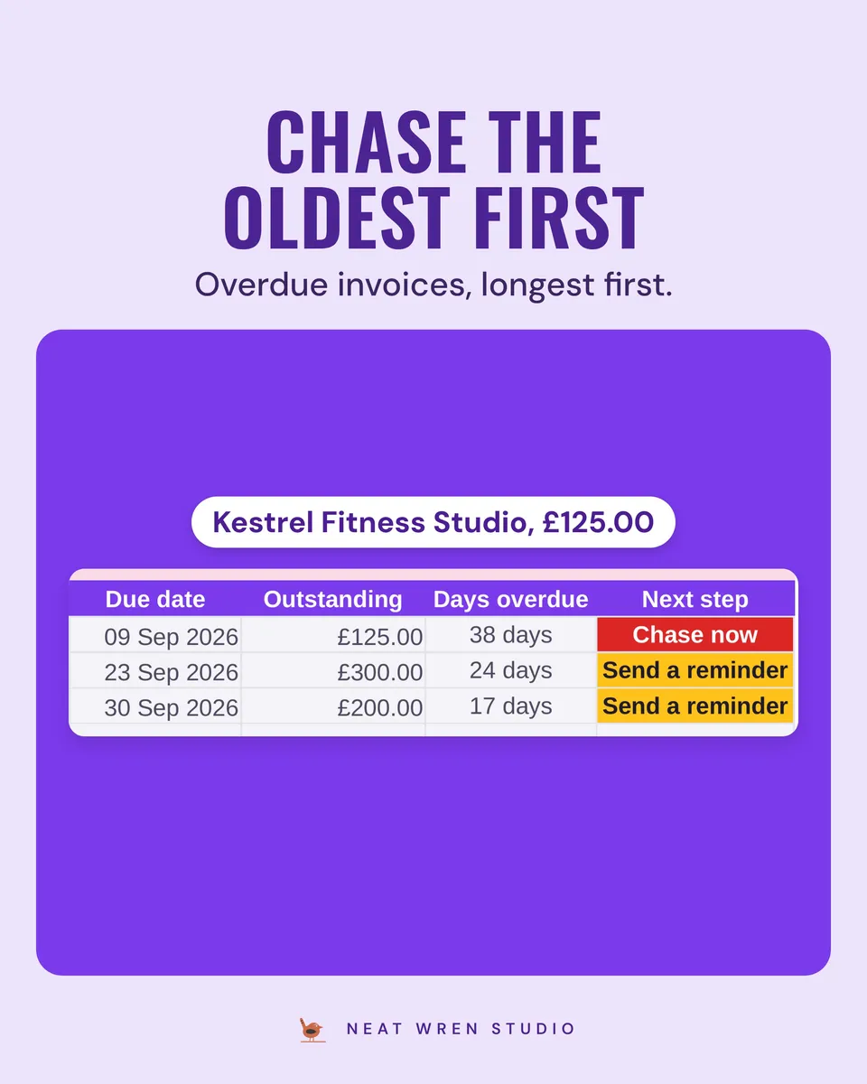 UK Invoice Template and Tracker: chase list