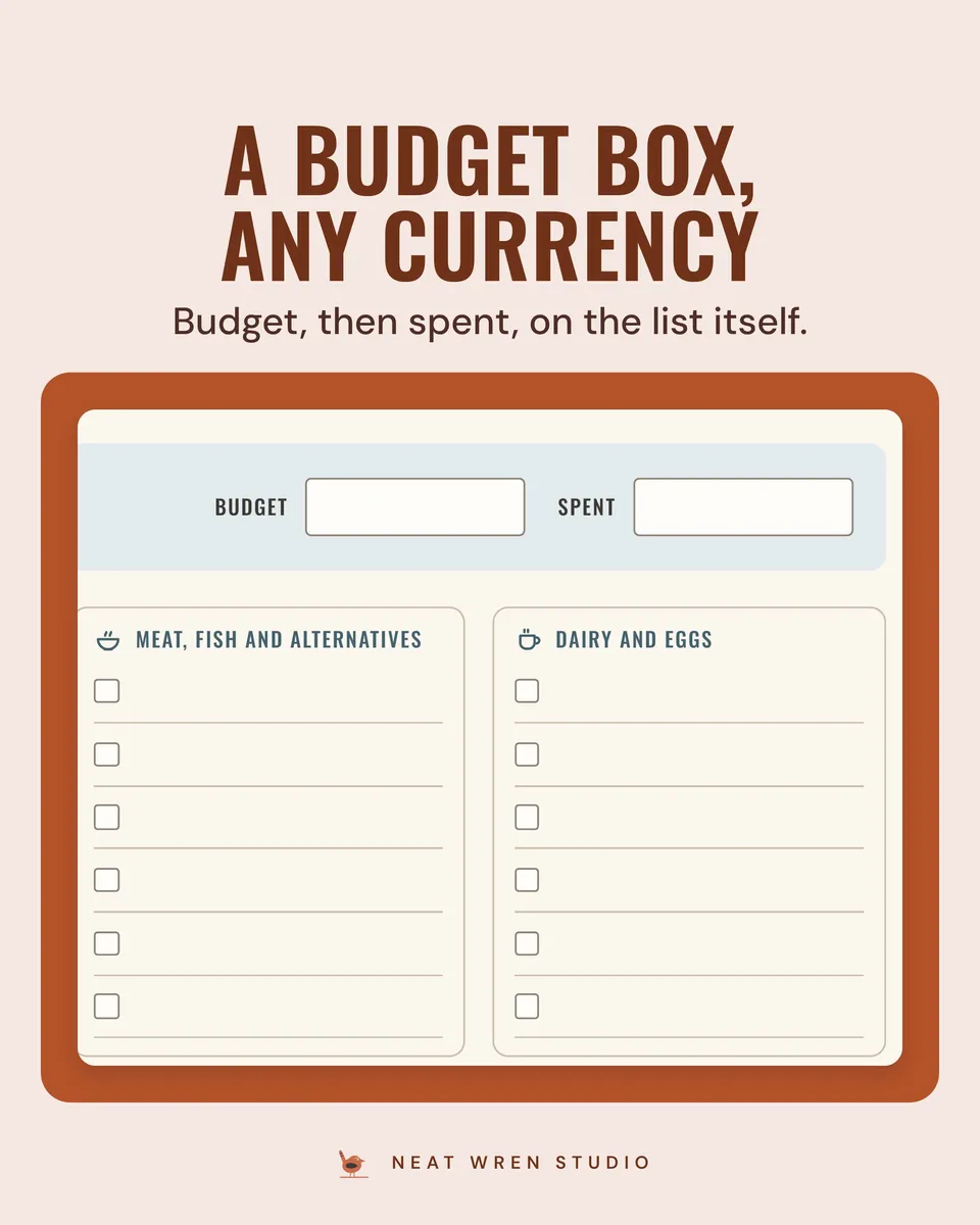 Weekly Meal Planner Printable: budget